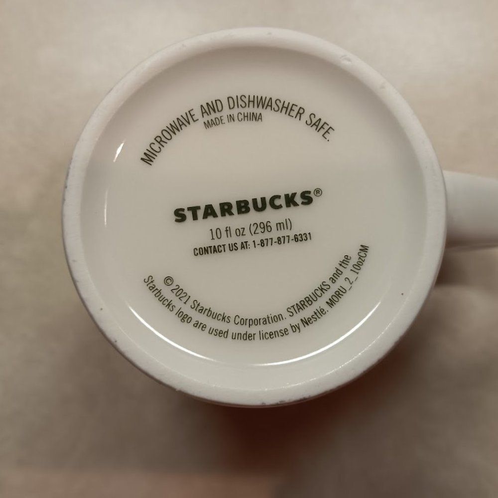 Starbucks Cup Green Stripes white background Mermaid Coffee Mug 10oz 2021 - Picture 4 of 4
